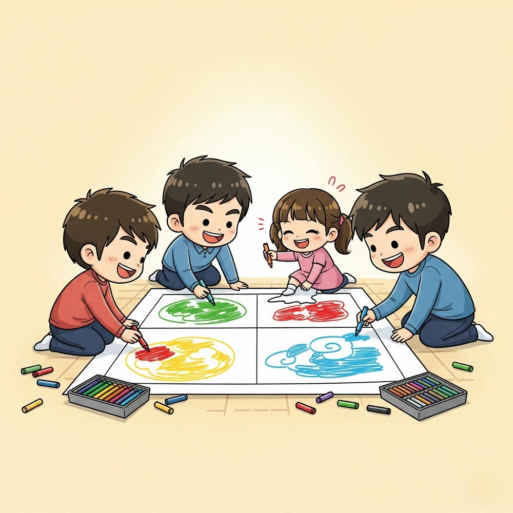 ảnh chibi gia đình 4 người đẹp 