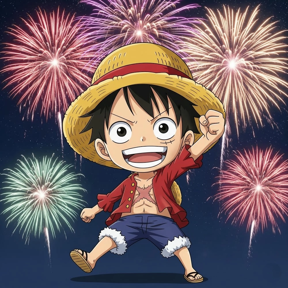 hình ảnh luffy chibi đơn giản nhưng nổi bật 
