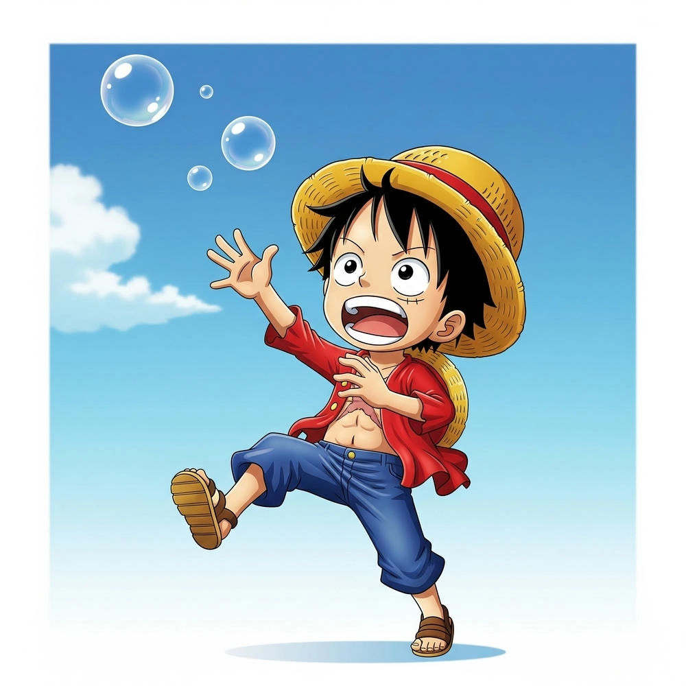 ảnh luffy cute phong cách trẻ trung, tươi tắn 