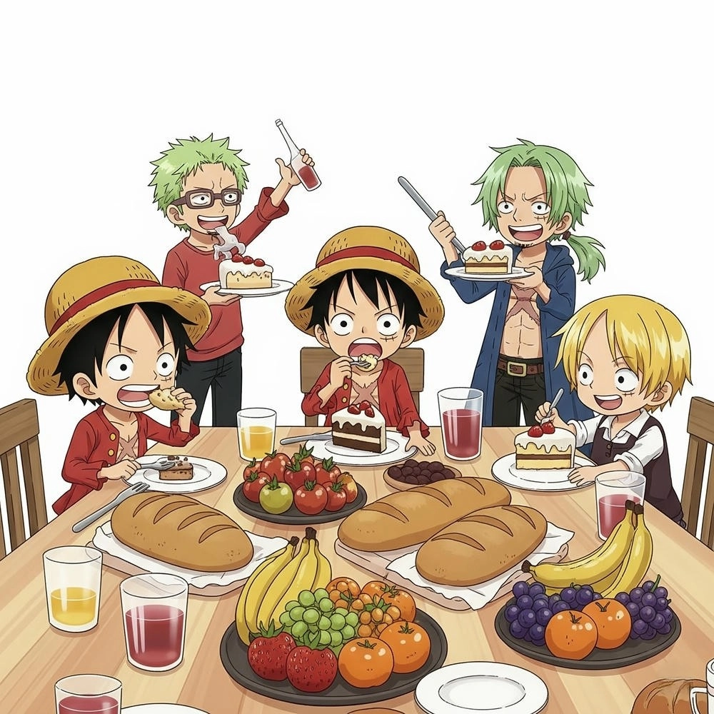 hình ảnh luffy chibi đầy màu sắc và sinh động 
