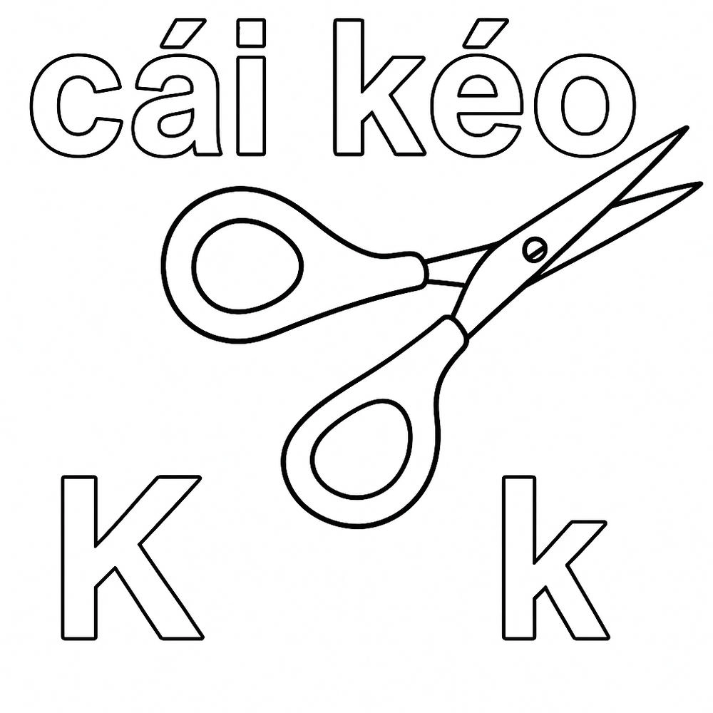 tô màu chữ k dễ tô cho bé