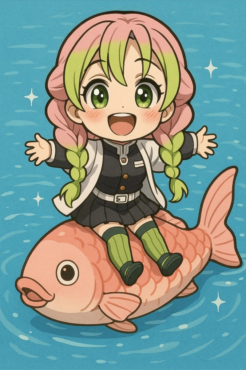 Tranh Mitsuri chibi dễ thương