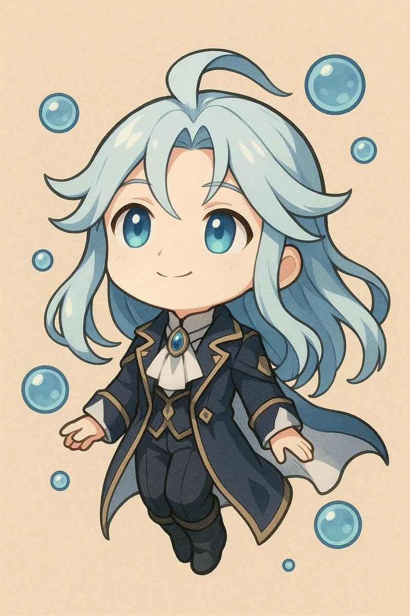 Hình Neuvillette phong cách cute chibi 