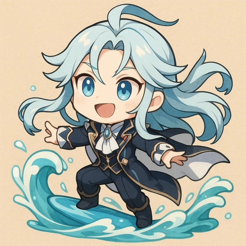 Neuvillette chibi nghệ thuật 