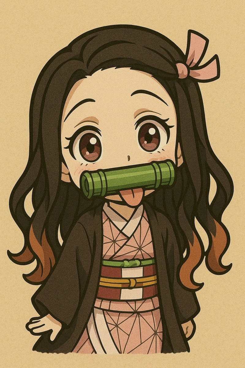 Hình Nezuko chibi dễ thương độc đáo