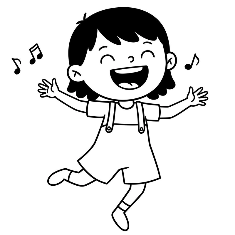 Tranh tô màu bé gái làm ca sĩ