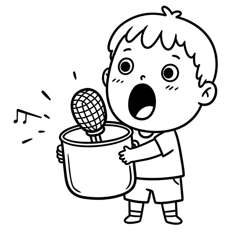 Hình ảnh ca sĩ nhí trắng đen cho bé tập tô