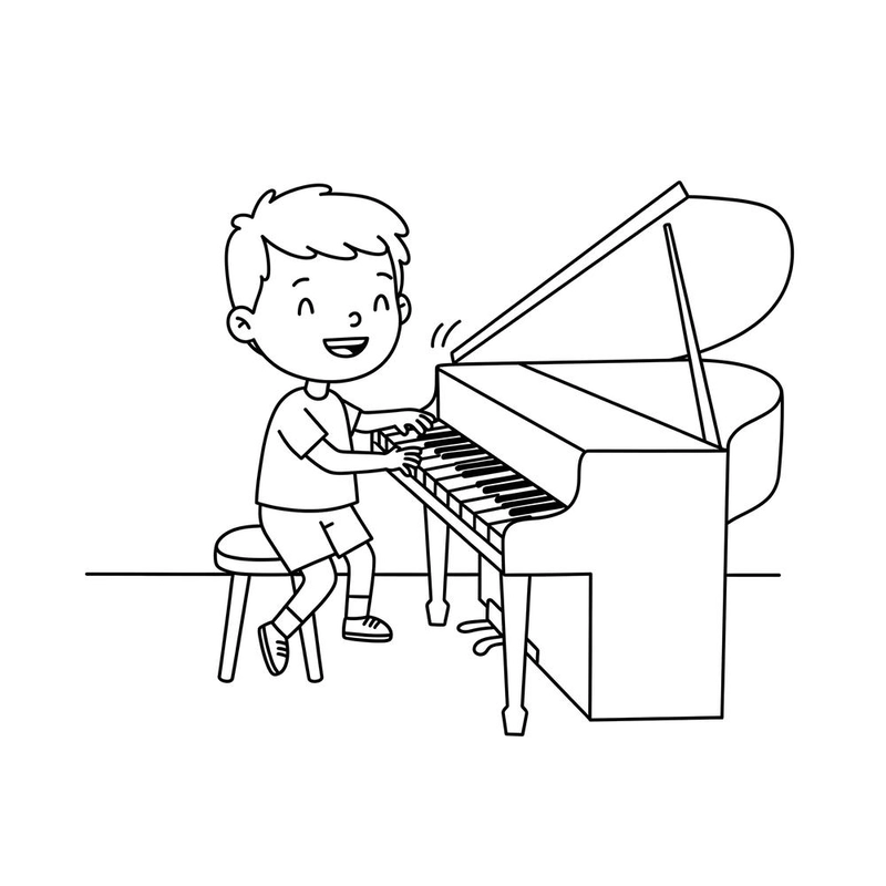Hình ảnh đàn piano đen trắng để tô màu