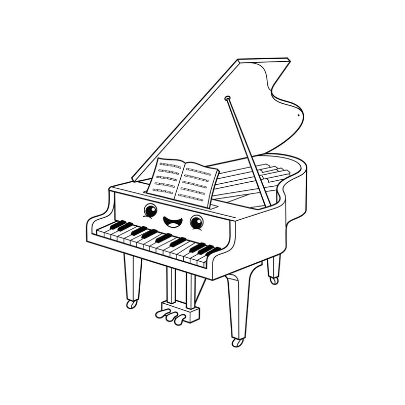 Tranh vẽ đàn piano đen trắng