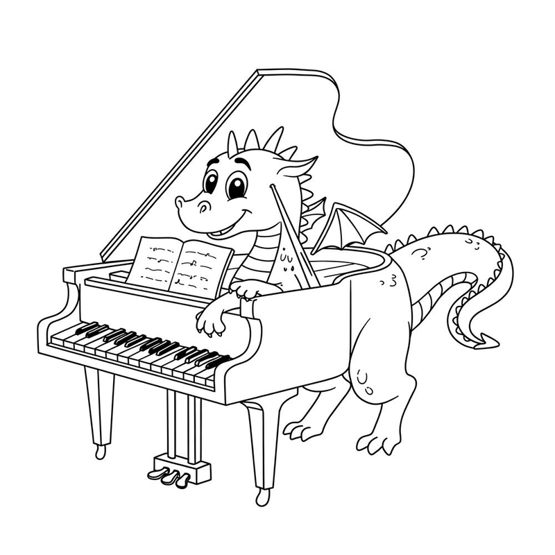 Hình tô màu piano thiếu nhi