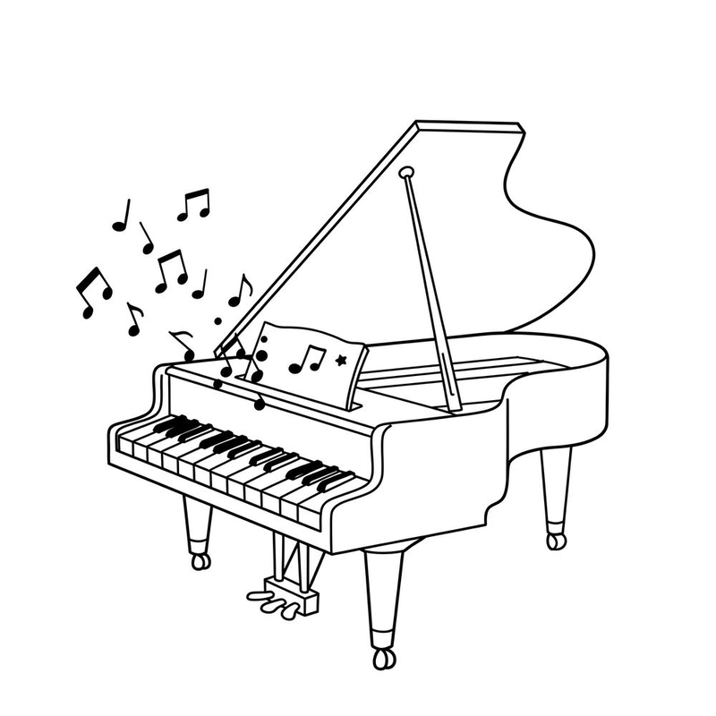 Hình vẽ tô màu nhạc cụ đàn piano