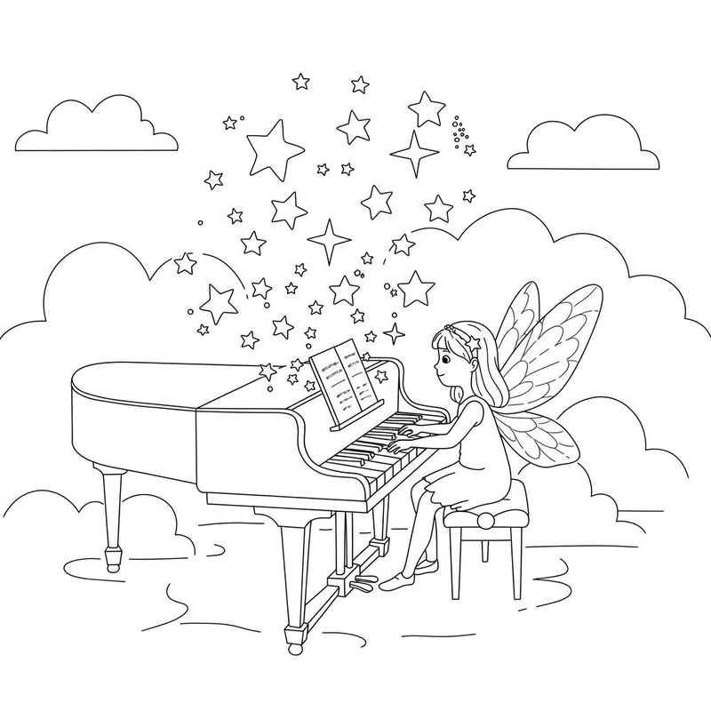Hình ảnh tranh tô màu piano sáng tạo