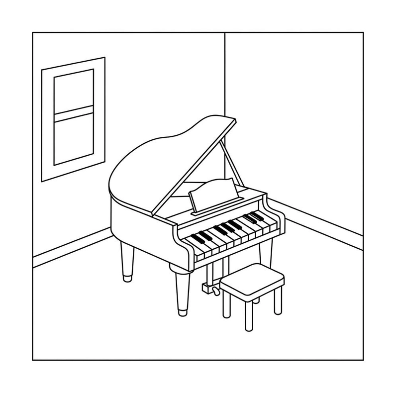 Tranh tô màu nhạc cụ đàn piano