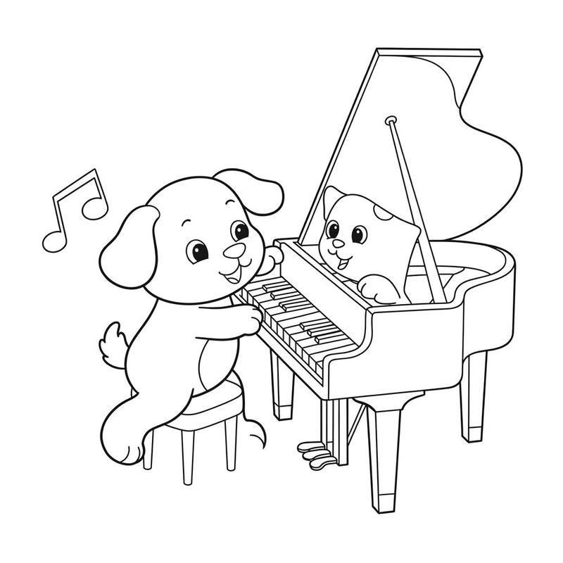 tô màu cây đàn piano cute
