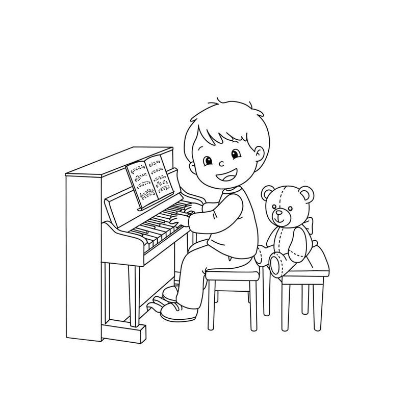 Hình vẽ đàn piano chưa tô màu