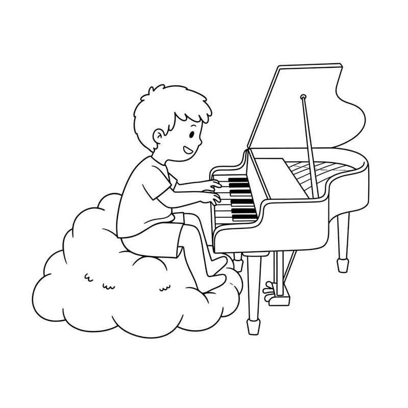 Tranh tô màu học nhạc cụ đàn piano