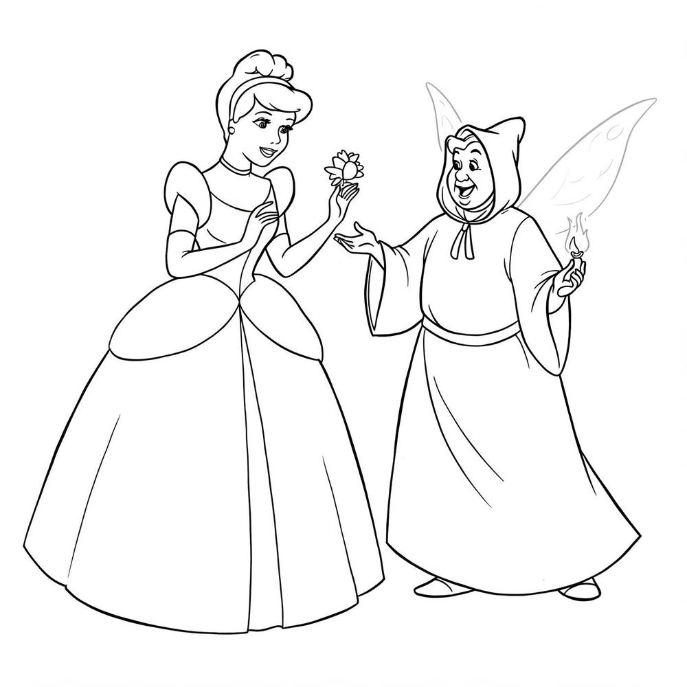 tranh tô màu lọ lem phong cách hoạt hình disney 