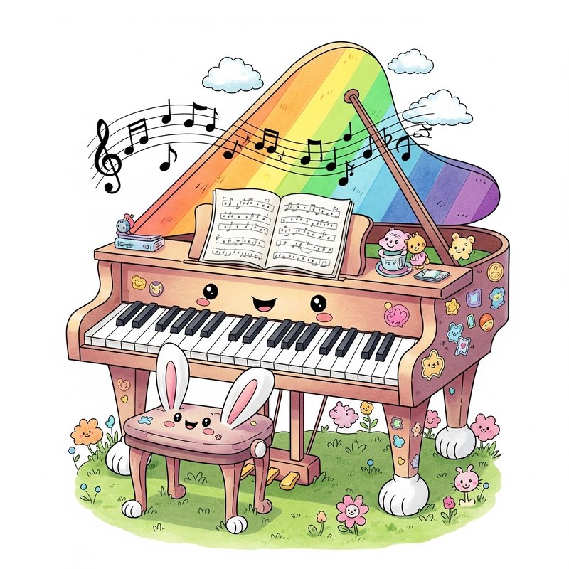 tranh tô màu đàn piano cho bé