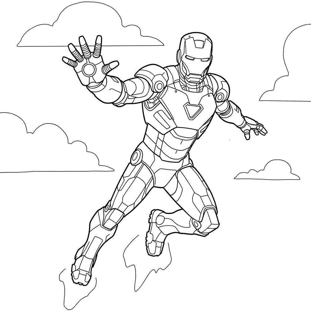 iron man tô màu đơn giản cho trẻ em