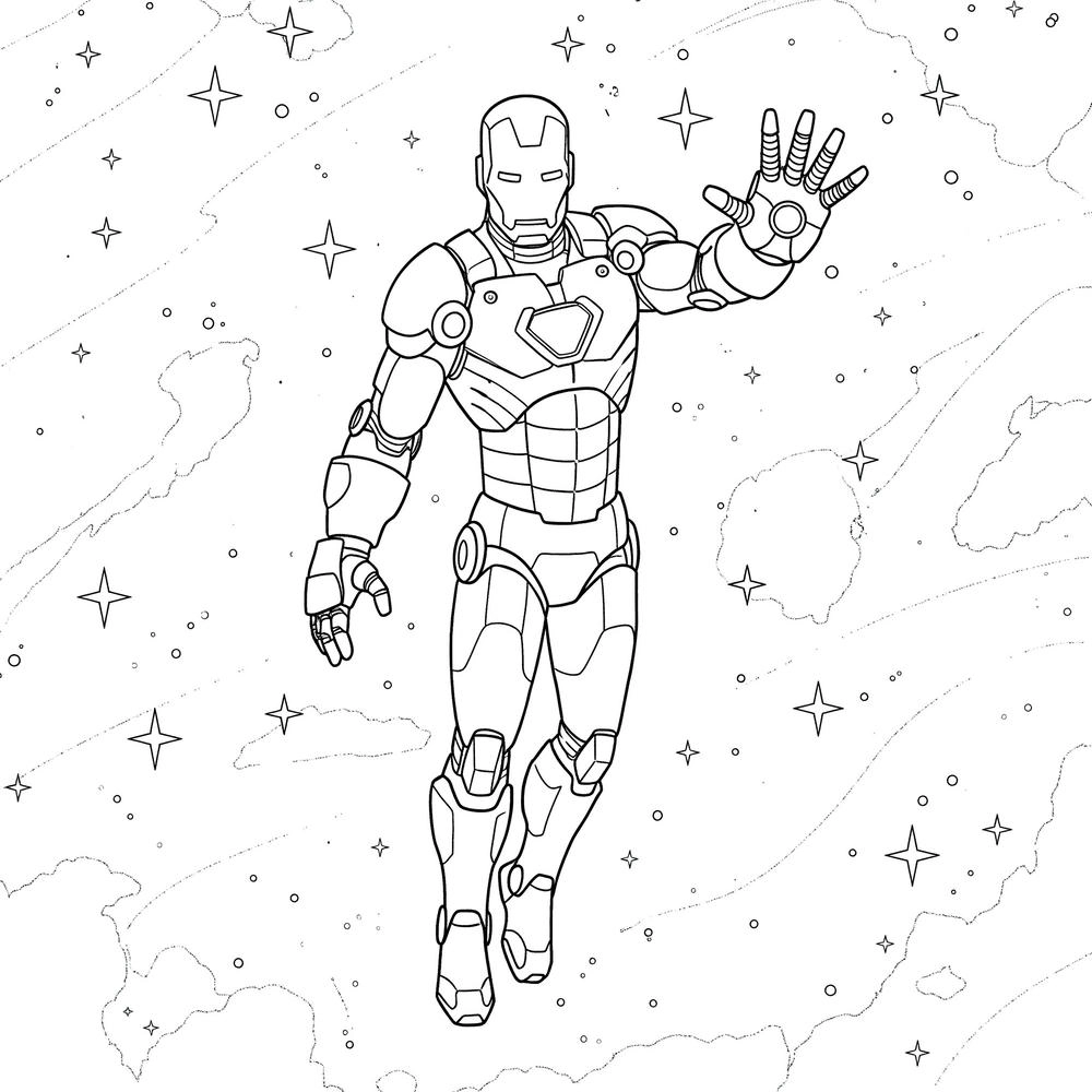 tranh tô màu iron man dễ in miễn phí