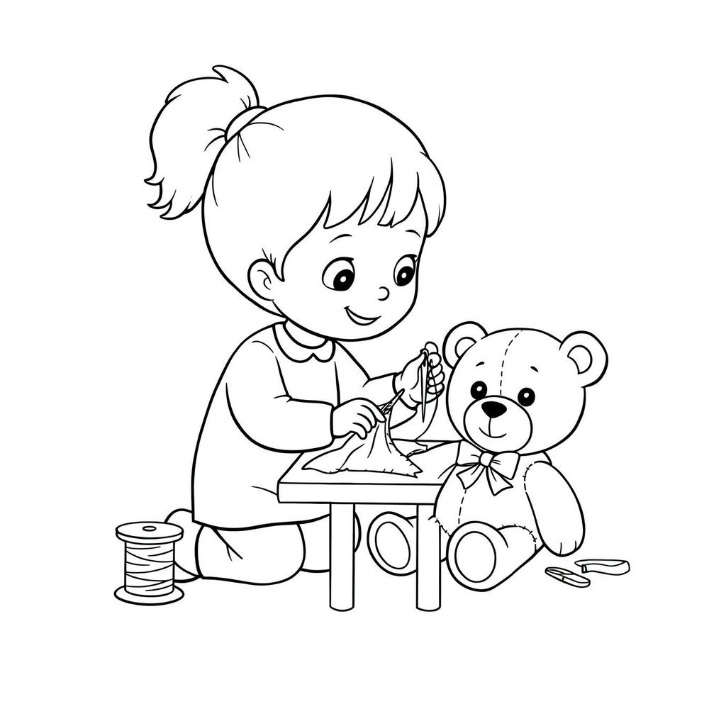 tô màu thợ may với máy may hiện đại