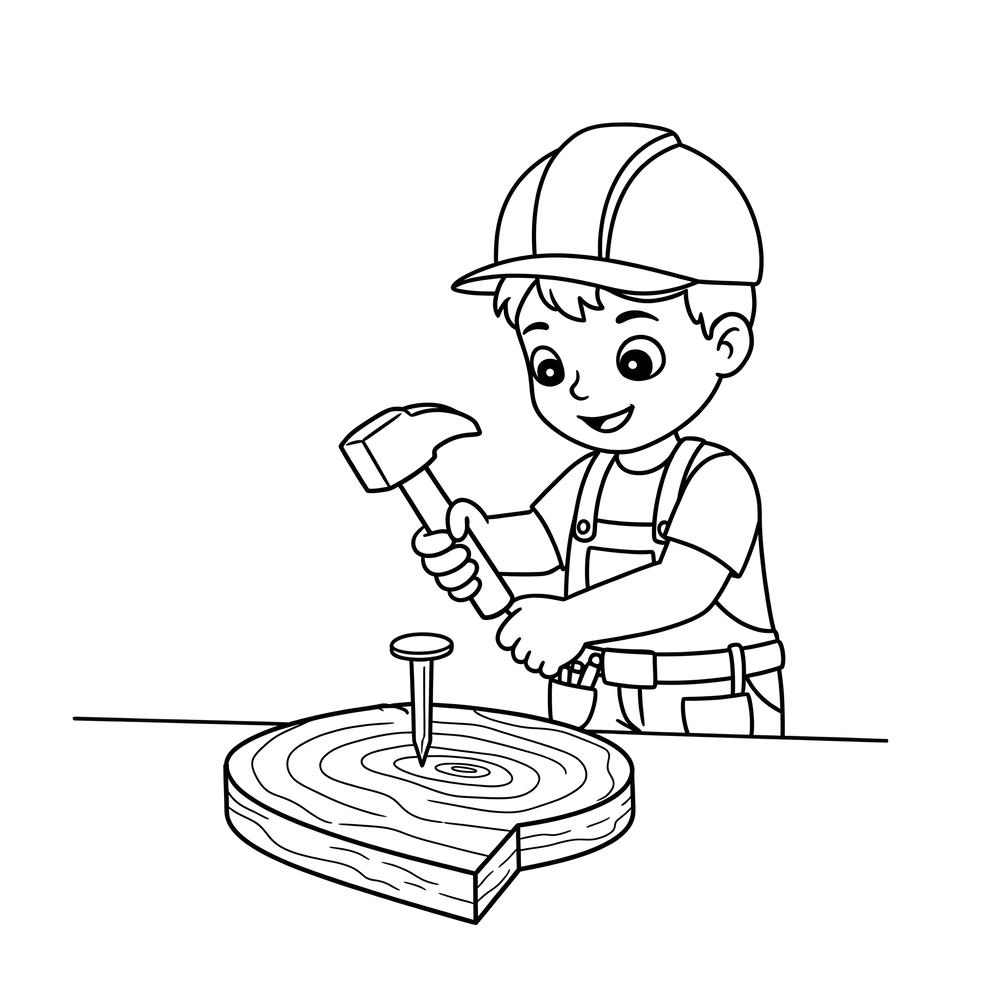 tranh tô màu thợ mộc đơn giản dễ tô