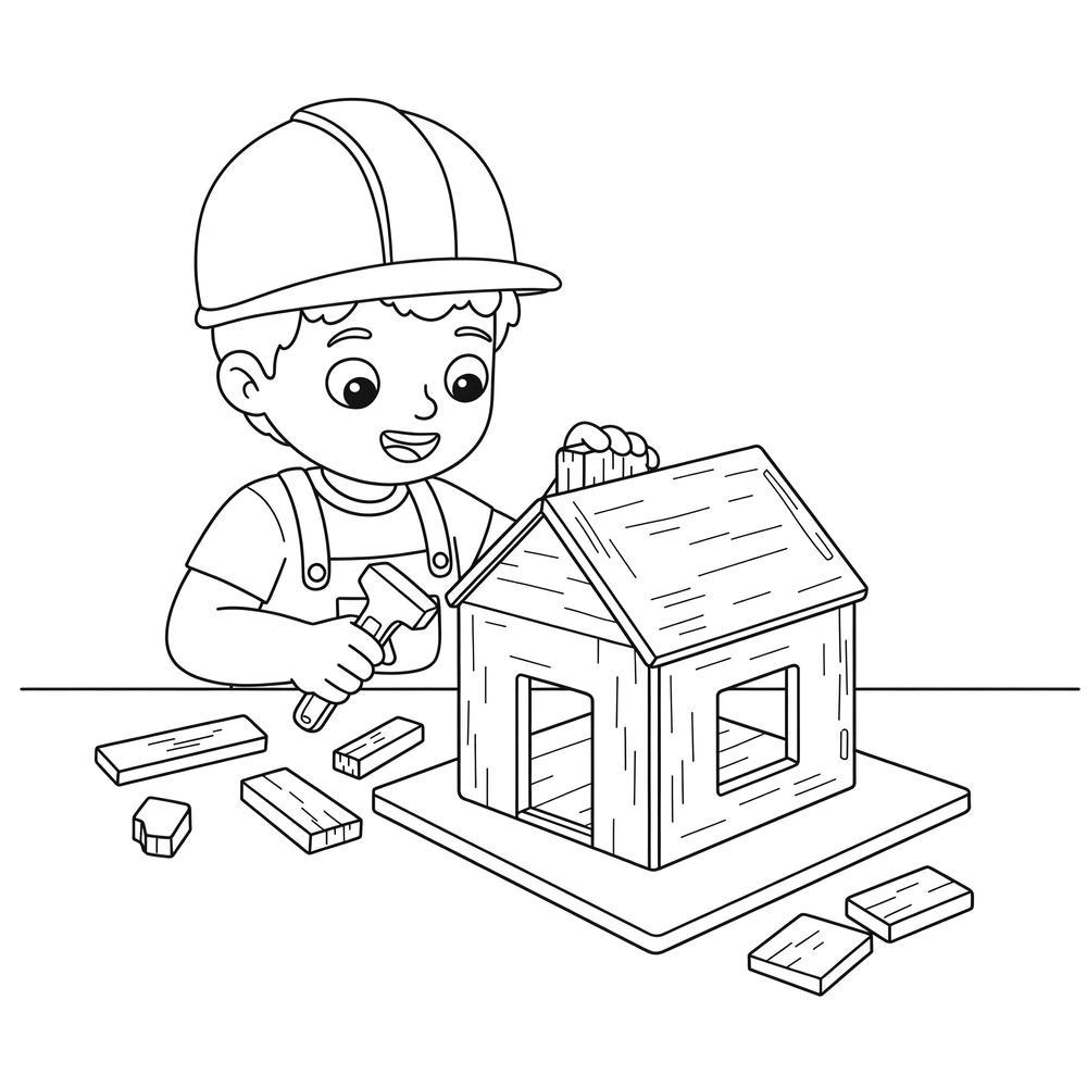 tranh tô màu nghề thợ mộc cho trẻ em