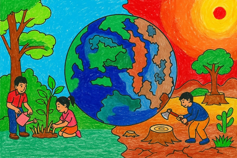 tranh vẽ hiệu ứng nhà kính đẹp