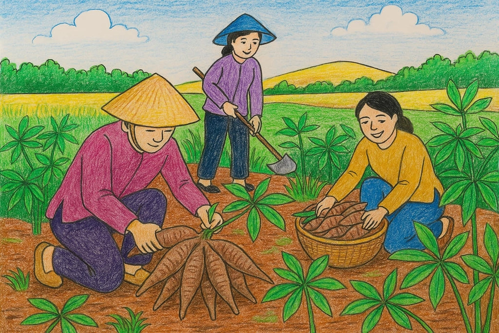 tranh vẽ nghề nông truyền thống Việt Nam 