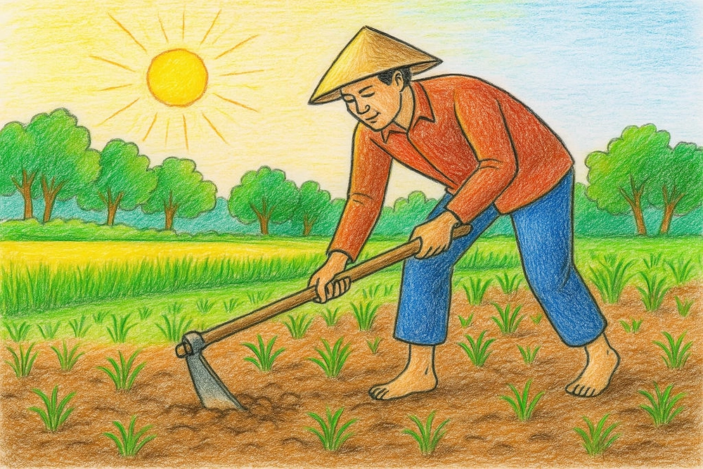 tranh vẽ nghề nông chủ đề em yêu quê hương 