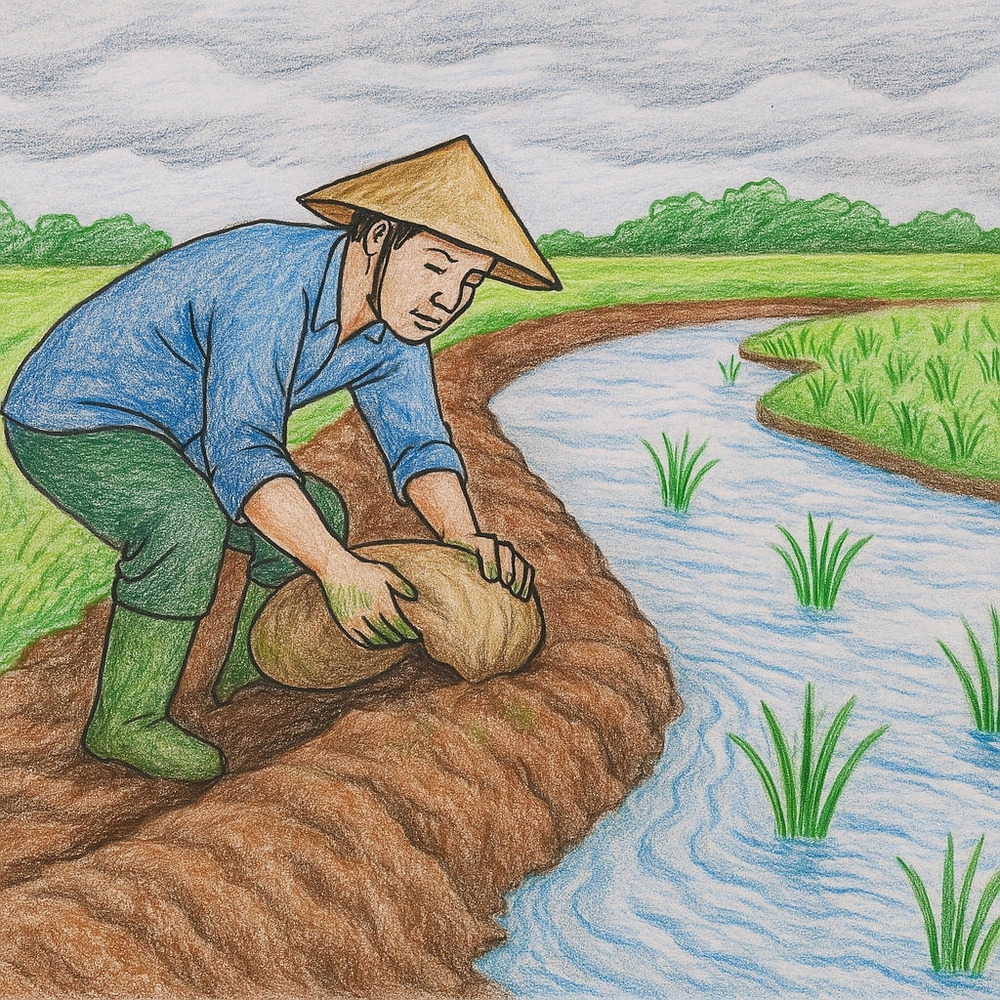 tranh vẽ nghề nông ngày mùa thu hoạch 