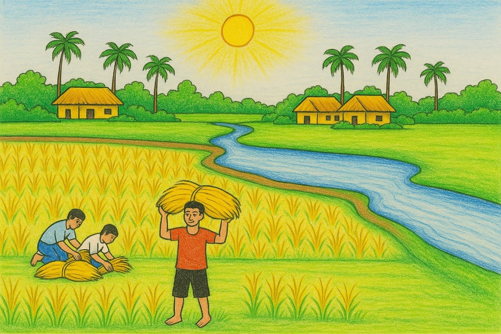 tranh vẽ nghề nông lớp 5 đơn giản 