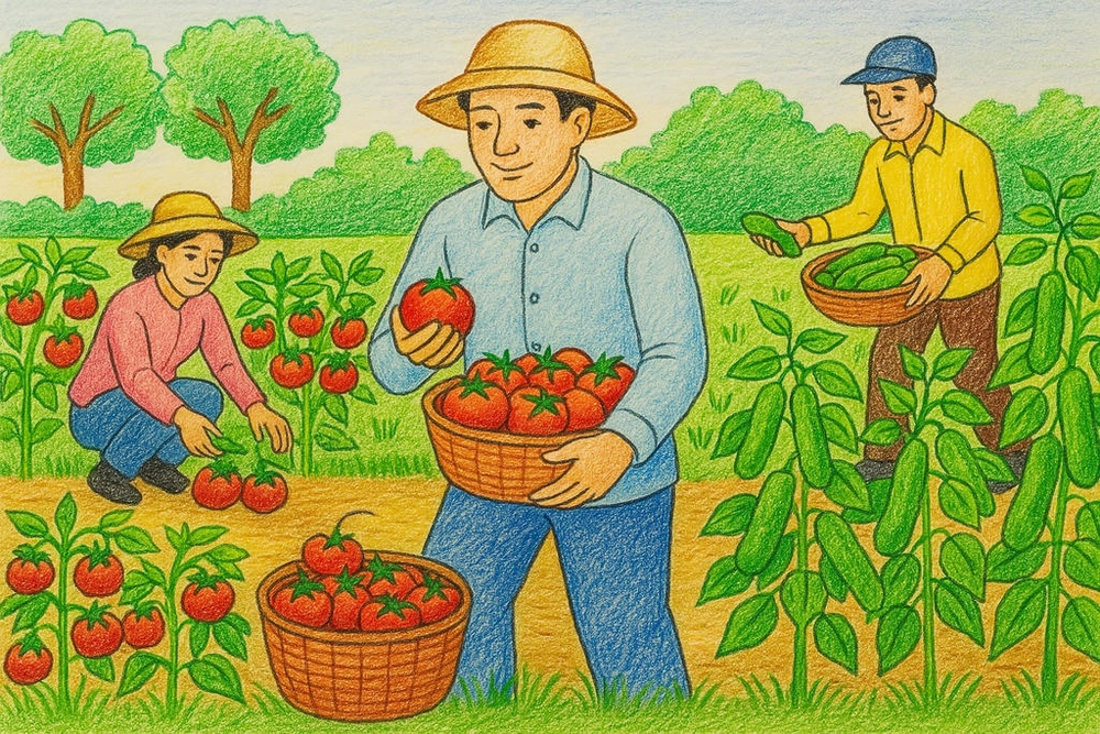 tranh vẽ nghề nông đơn giản mà ý nghĩa 