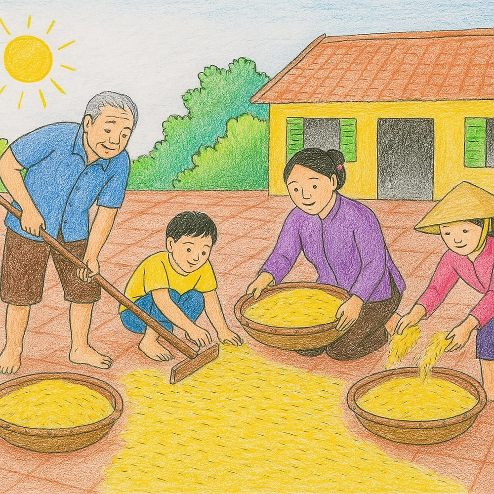 tranh vẽ nghề nông chủ đề quê hương 