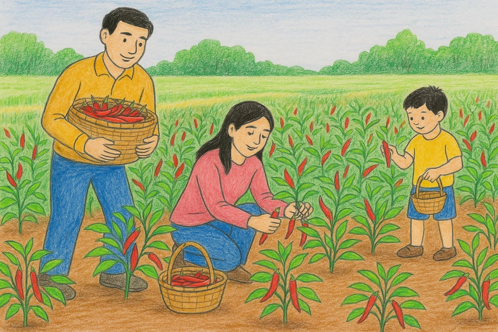 tranh vẽ nghề nông vẽ bằng bút chì 