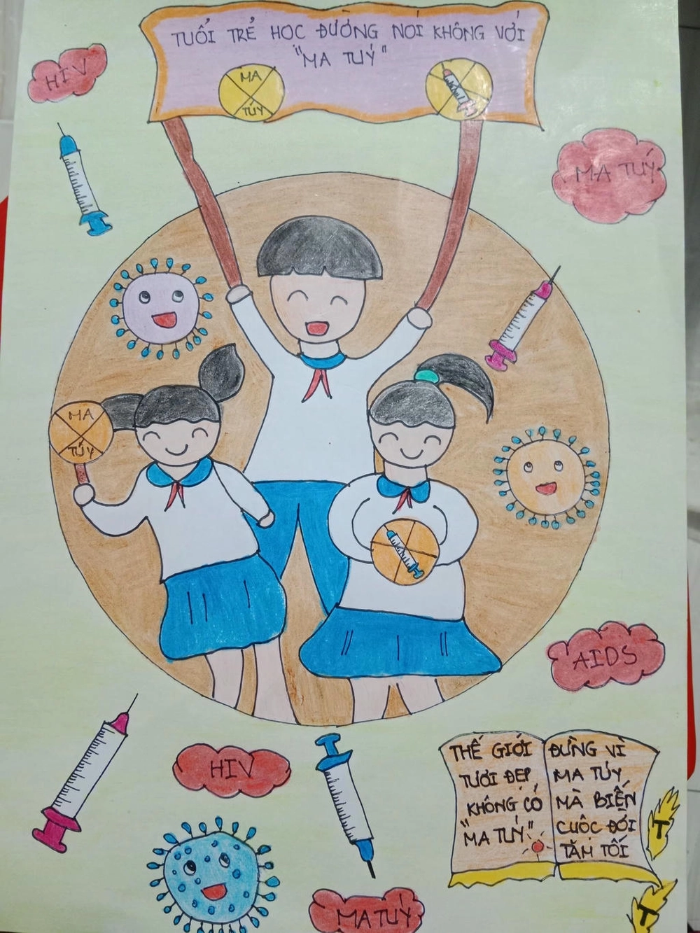 vẽ tranh phòng chống ma túy dễ vẽ, truyền cảm hứng 