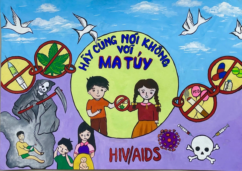 vẽ tranh phòng chống ma túy đơn giản, dễ hiểu