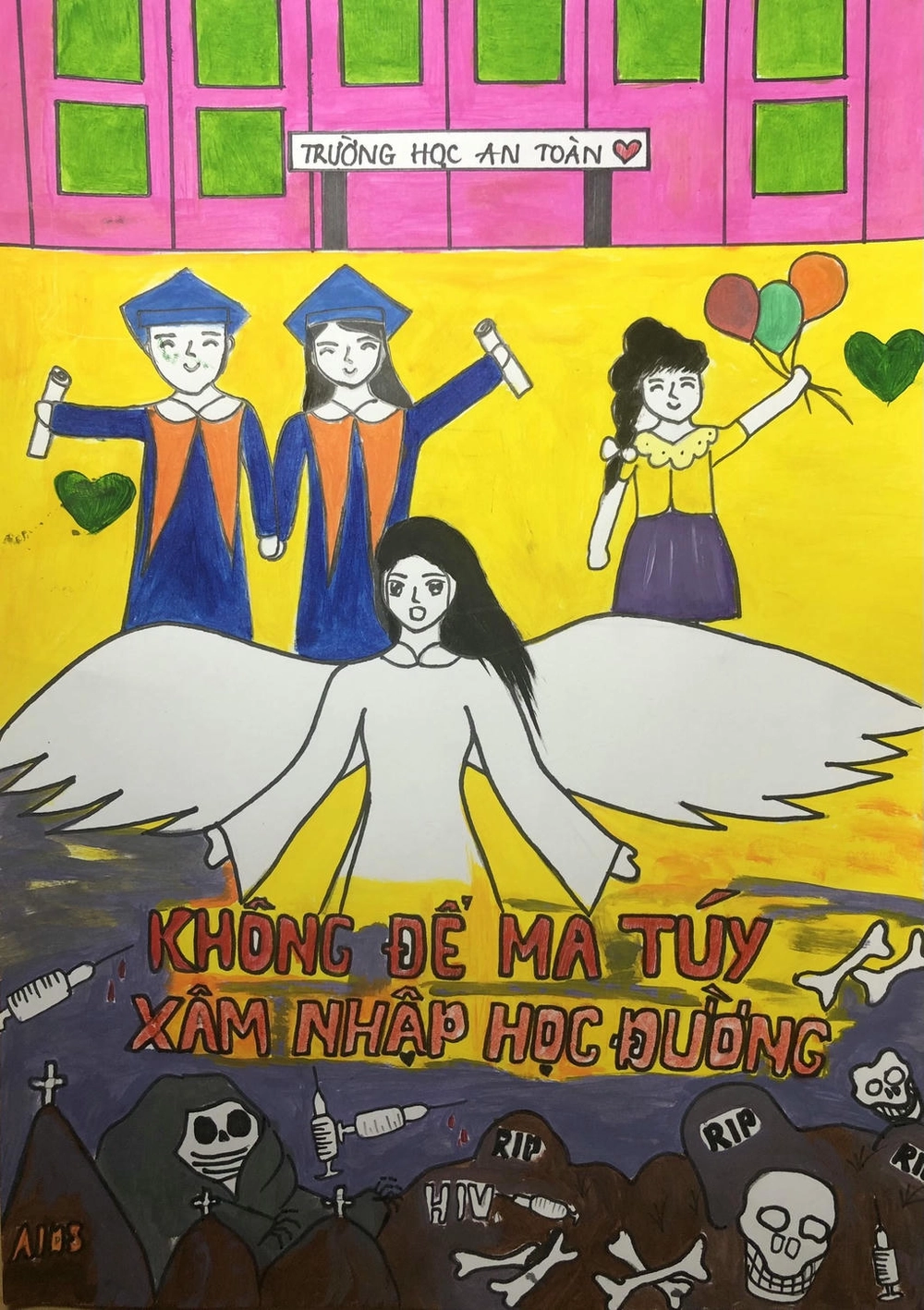 vẽ tranh phòng chống ma túy học đường sáng tạo 