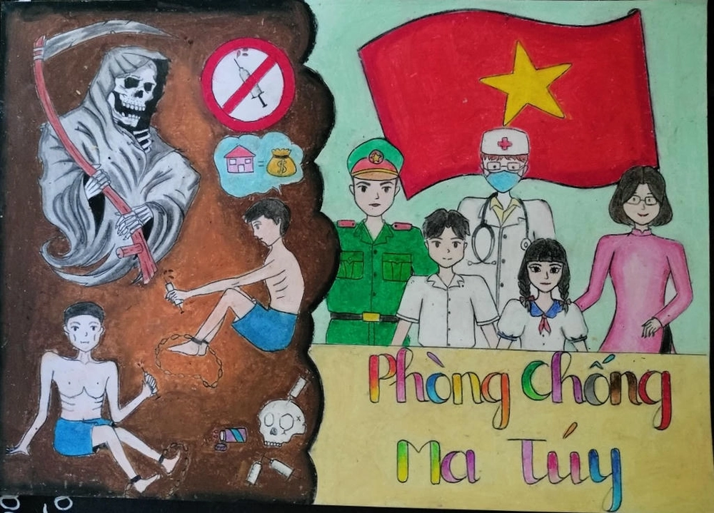 vẽ tranh cổ động phòng chống ma túy học sinh 