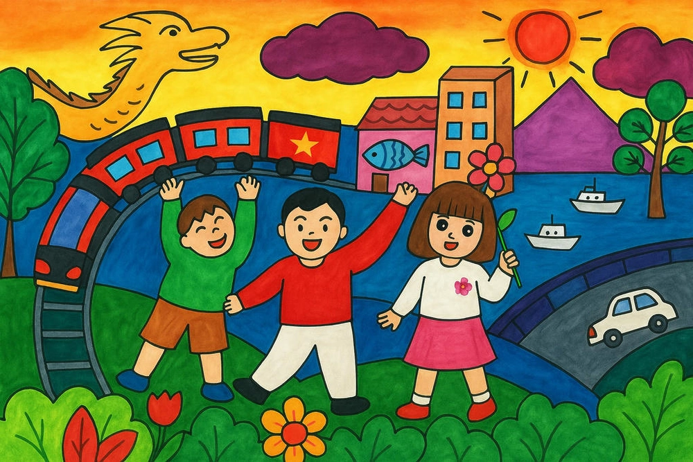 vẽ tranh thiếu nhi theo chủ đề tự chọn 