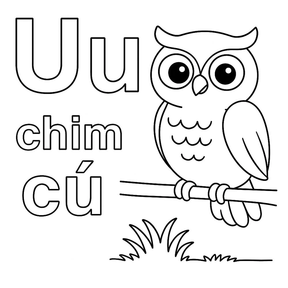 tô màu chữ u ư cho bé tập tô