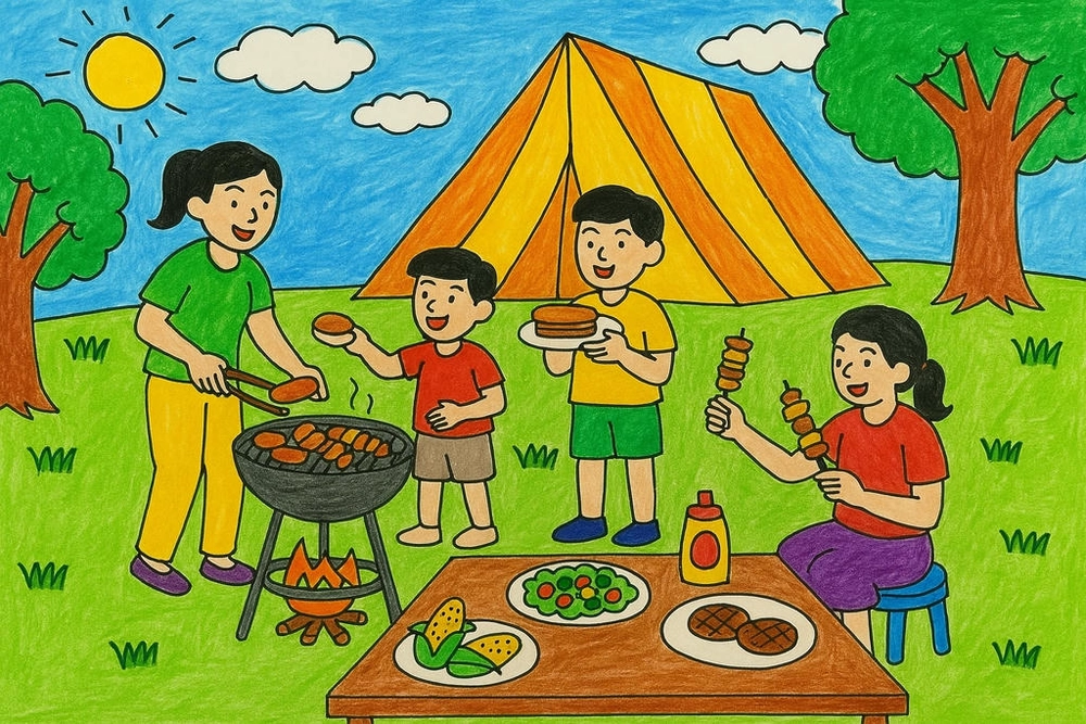 vẽ trại hè vui nhộn 
