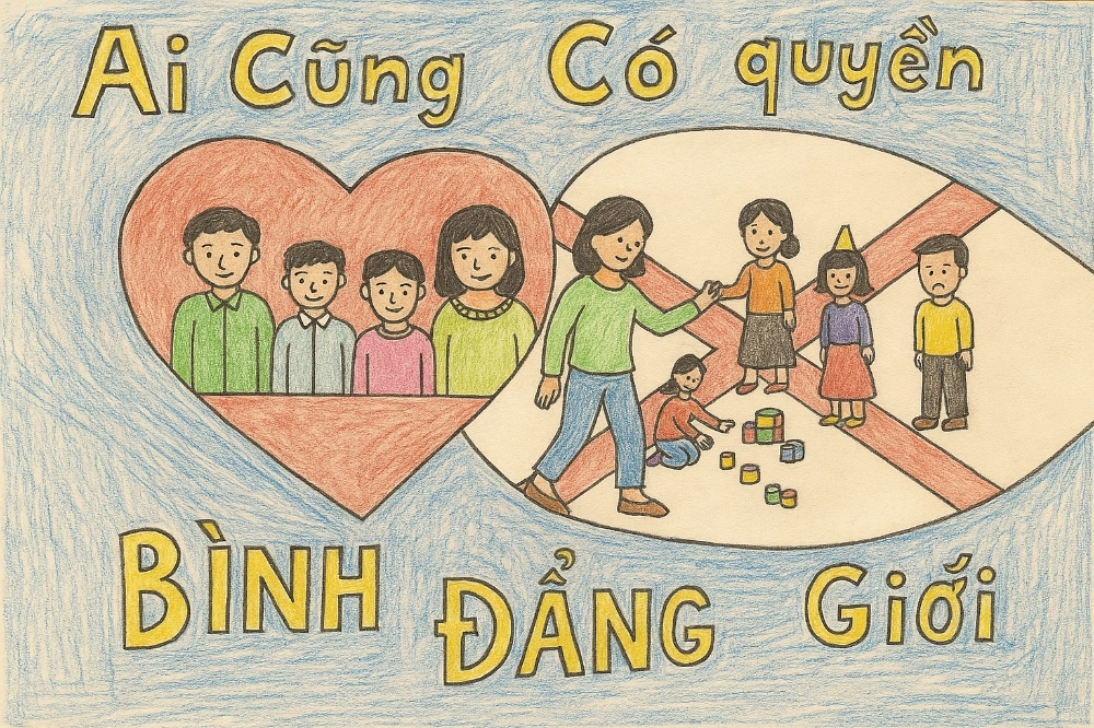 tranh dự thi vẽ chủ đề bình đẳng giới với thông điệp tích cực 