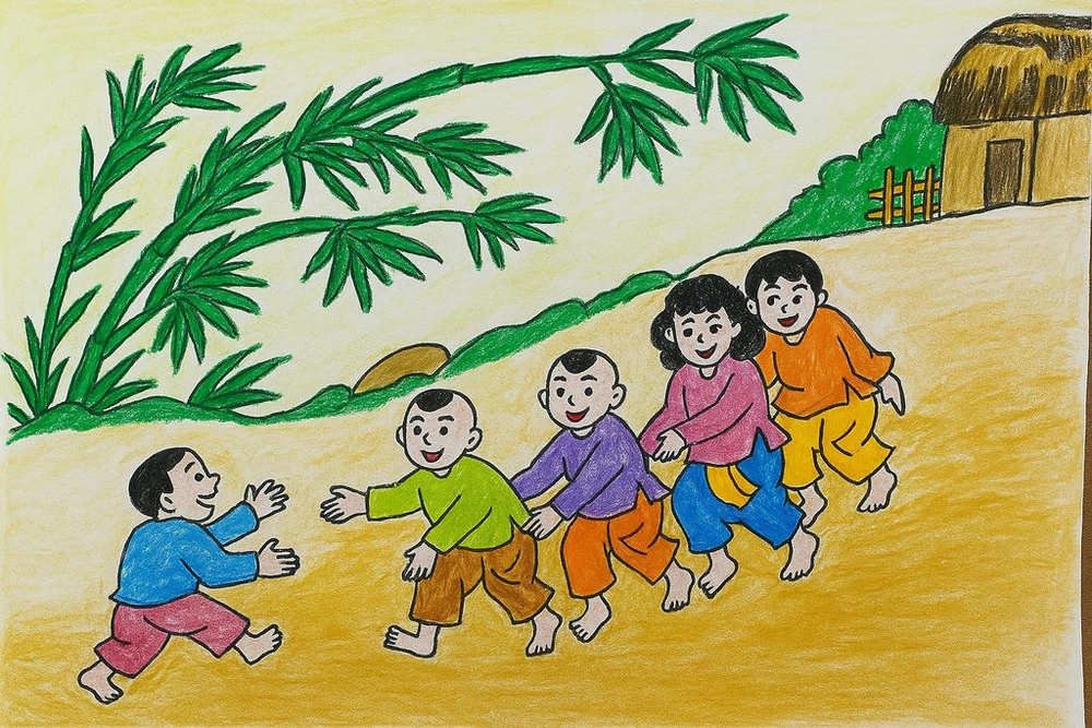 vẽ tranh chủ đề vui chơi mùa hè ở công viên 