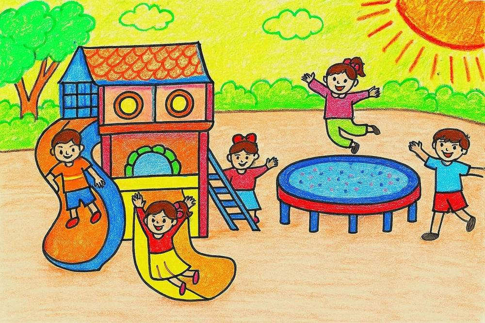 tranh vẽ chủ đề mùa hè đầy màu sắc 
