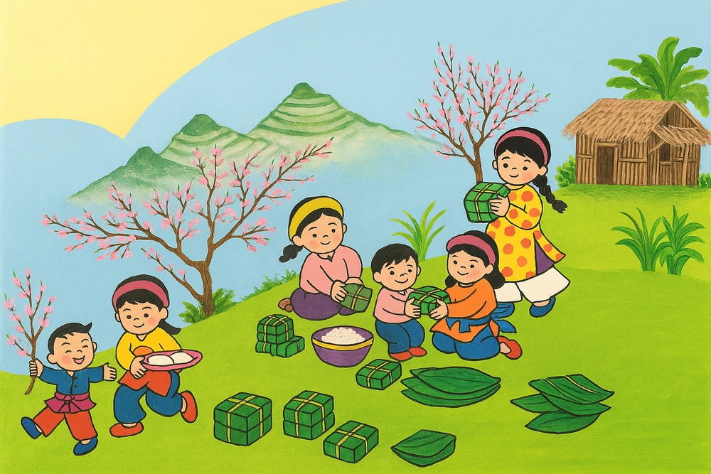 vẽ tranh về chủ đề mùa xuân vui tươi 
