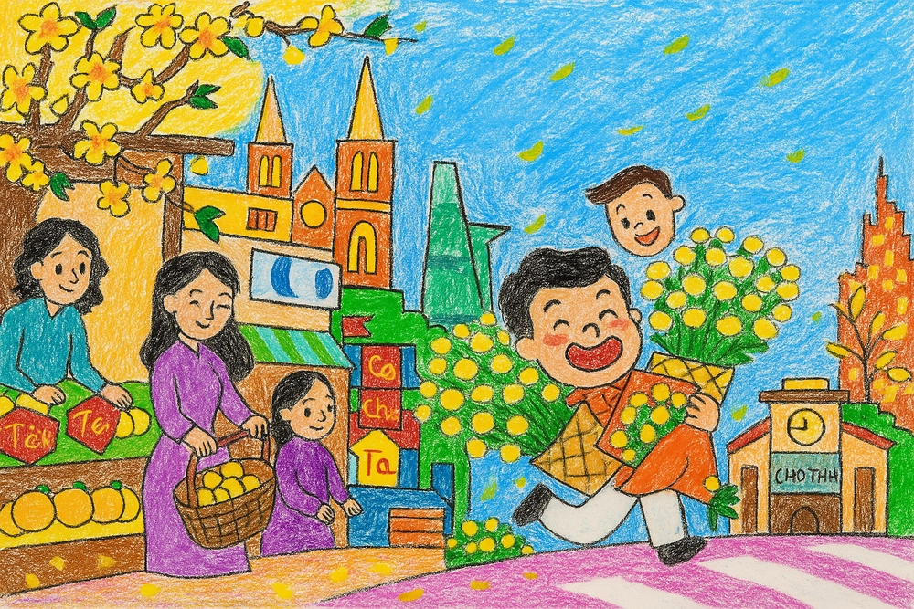 vẽ một bức tranh về chủ đề mùa xuân sáng tạo 
