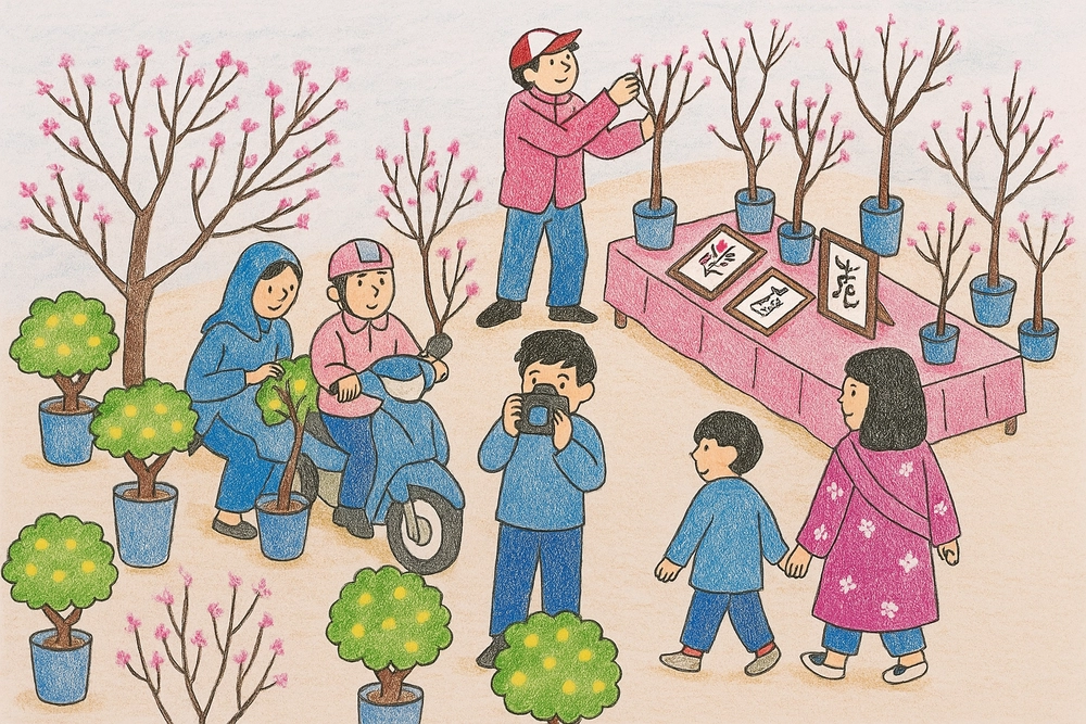 vẽ tranh chủ đề mùa xuân đơn giản cho bé 