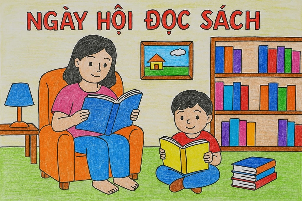 vẽ tranh thiếu nhi ngày hội đọc sách 