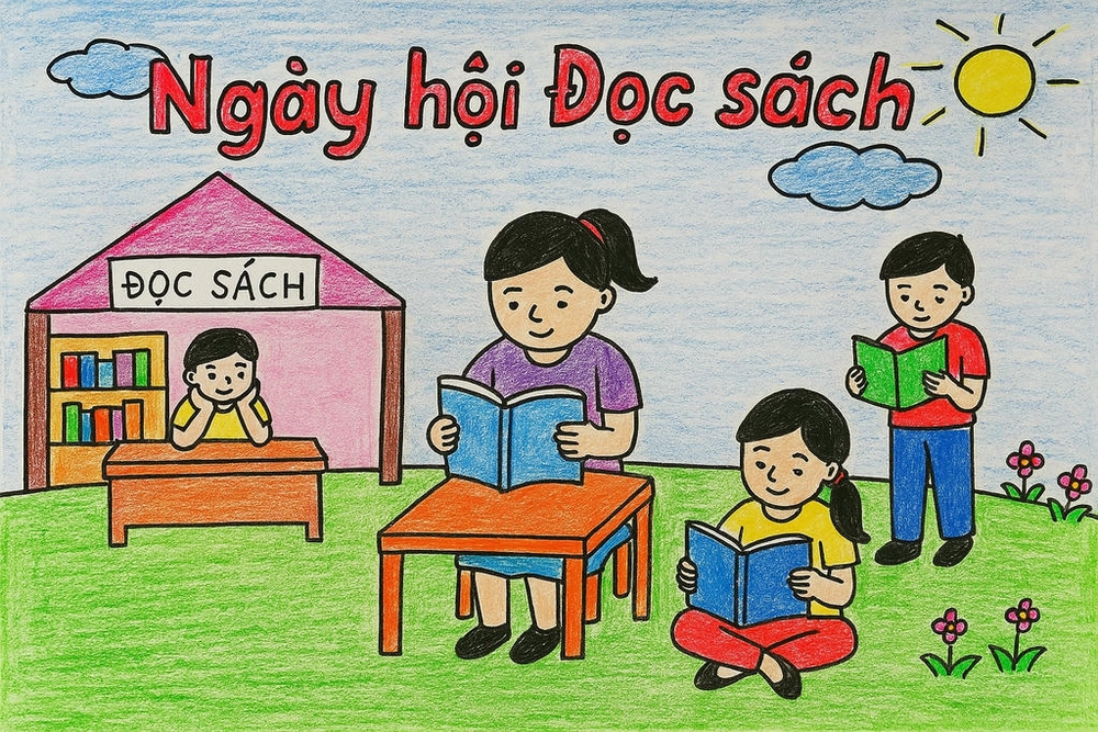 bức tranh ngày hội đọc sách 